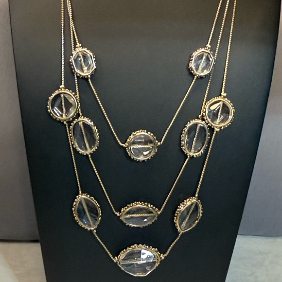 Chico's Gold and Silver Triple Strand Necklace - Picture 3 of 6